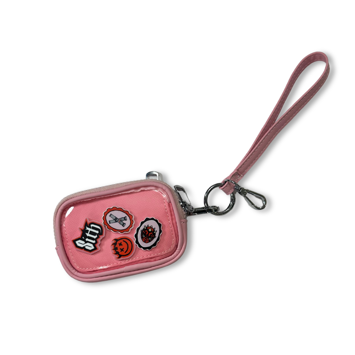 PINK AND SILVER HARDWARE PIN WRISTLET WALLET