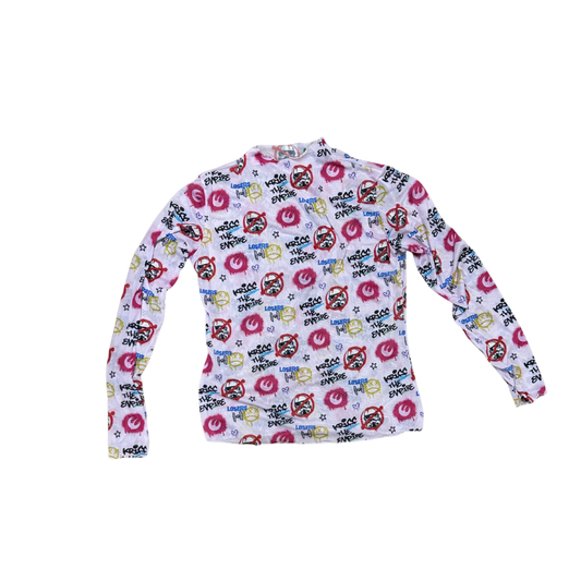 GRAFFITI ART LONG SLEEVE MESH TOP