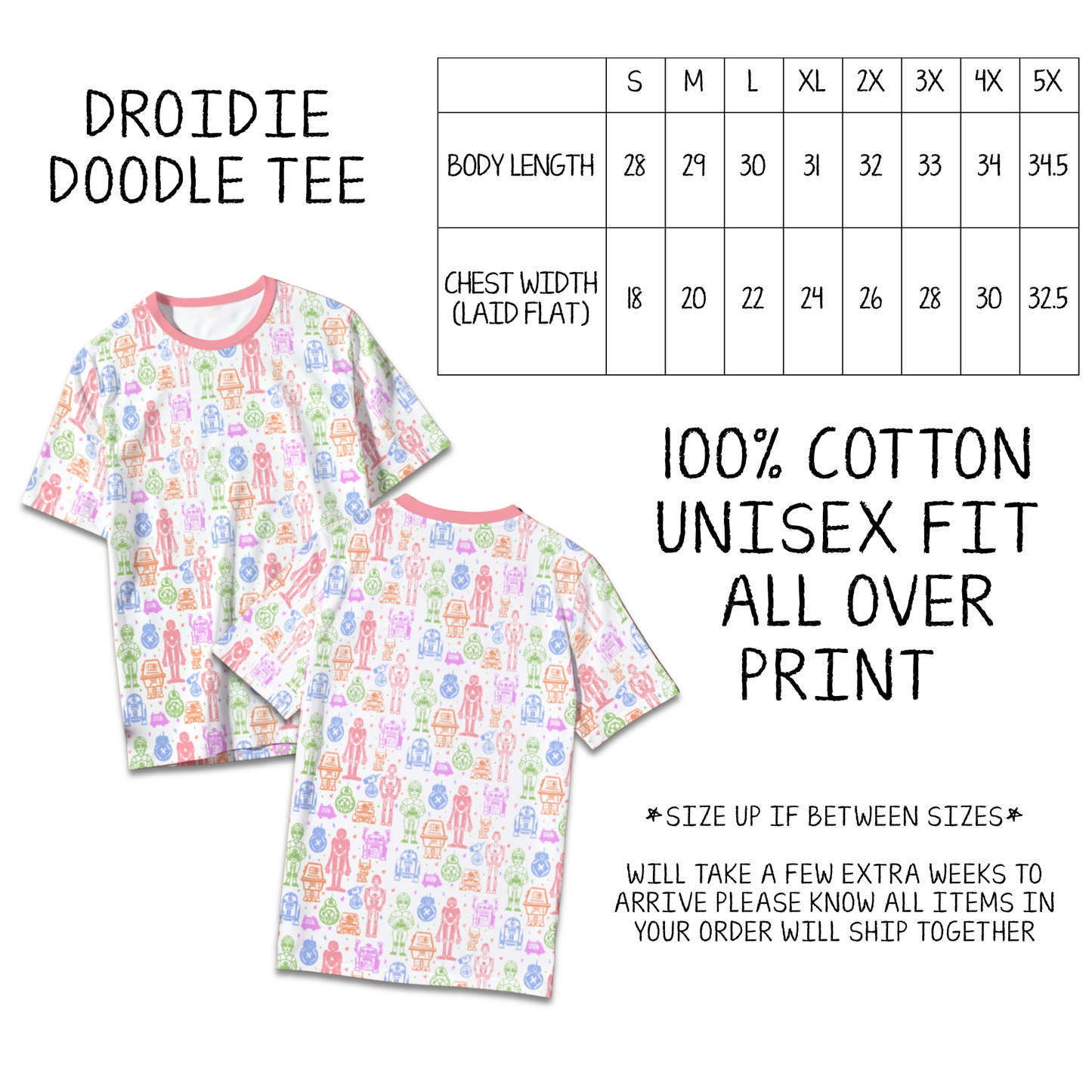ALL OVER PRINT DROIDIE PRINT TEE (ALLOW 3-5 WEEKS FOR SHIPPING)