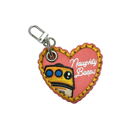 NAUGHTY BEEP EMBROIDERED KEYCHAIN