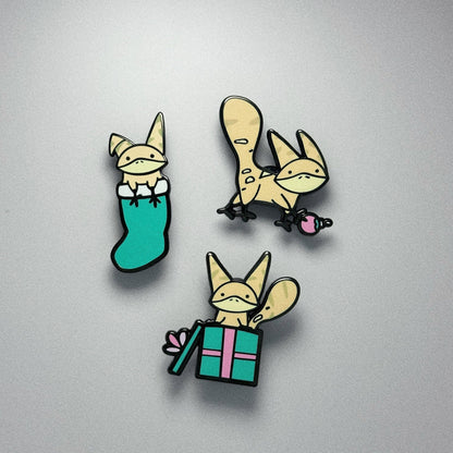 TEAL LOTHY CAT HOLIDAY PIN SET