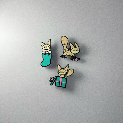 TEAL LOTHY CAT HOLIDAY PIN SET