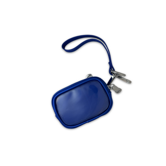 BLUE AND SILVER HARDWARE PIN WRISTLET WALLET