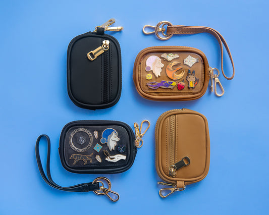 BLACK AND TAN PIN WRISTLET WALLET
